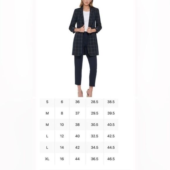 TOMMY HILFIGER Plaid Windowpane Women’s Blazer Suede Elbow Patches SZ12 NWT - Picture 9 of 9